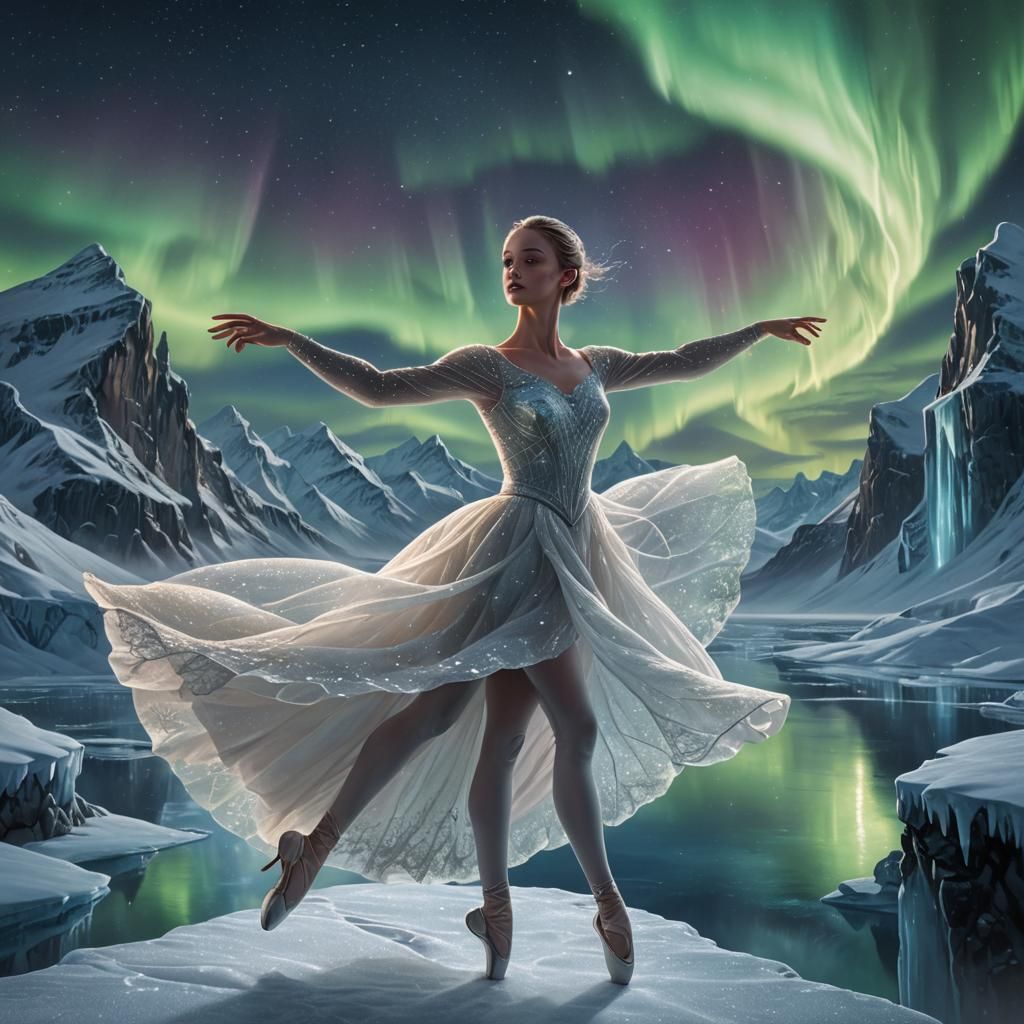 Ballerina Dances on Frozen Stage: Fantasy Art