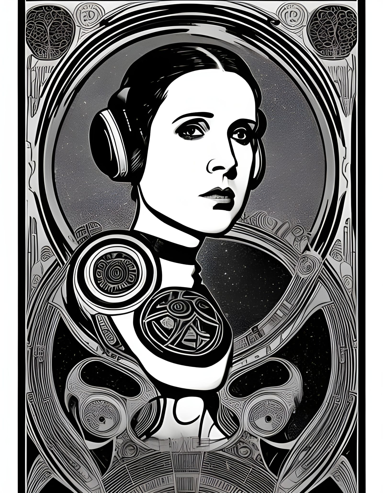 Princess Leia Portrait in Art Nouveau Style