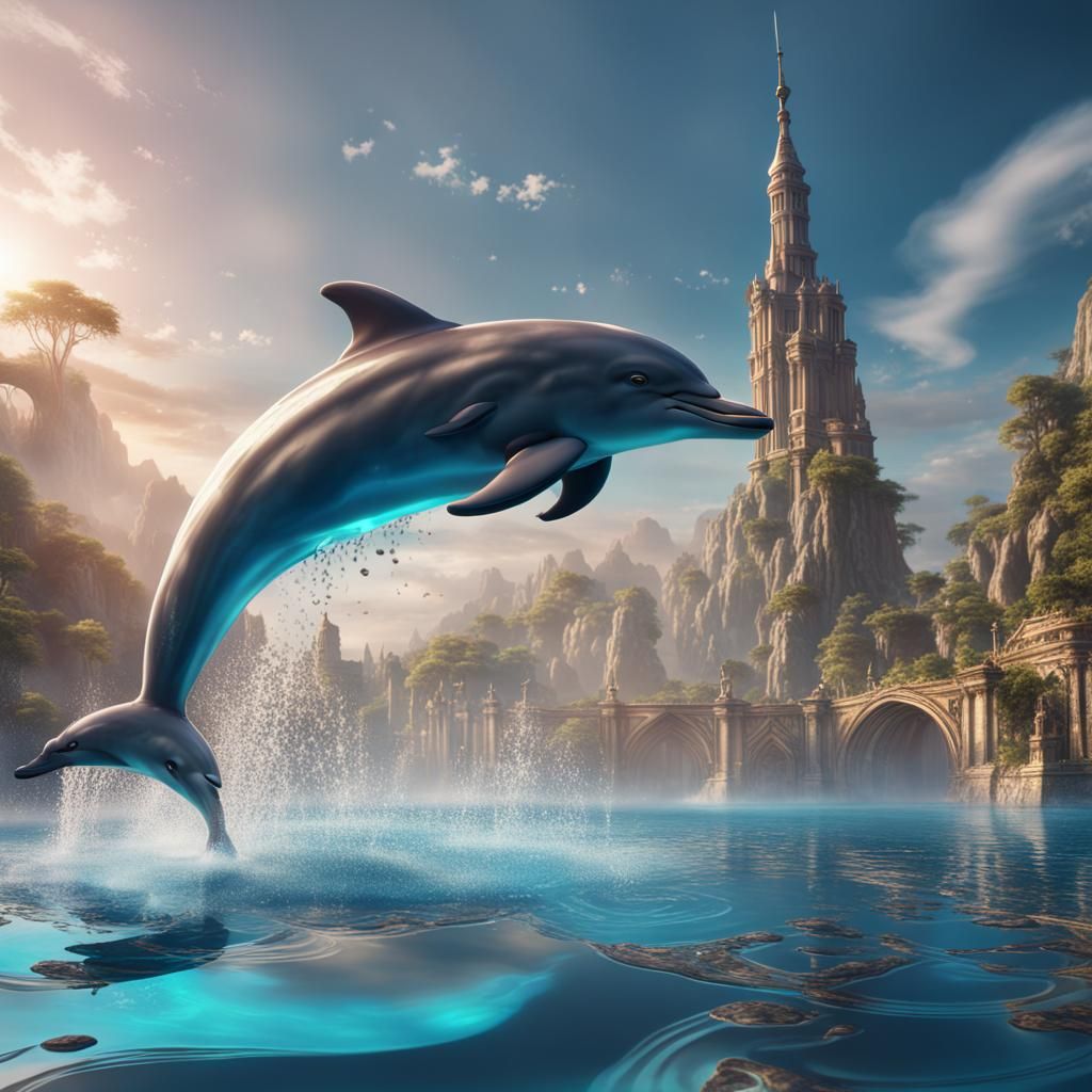 Majestic Dolphin in Detailed Fantasy Art