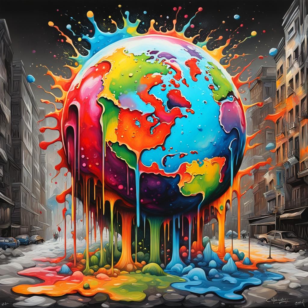 Graffiti Art with Polychromatic Splash Effects