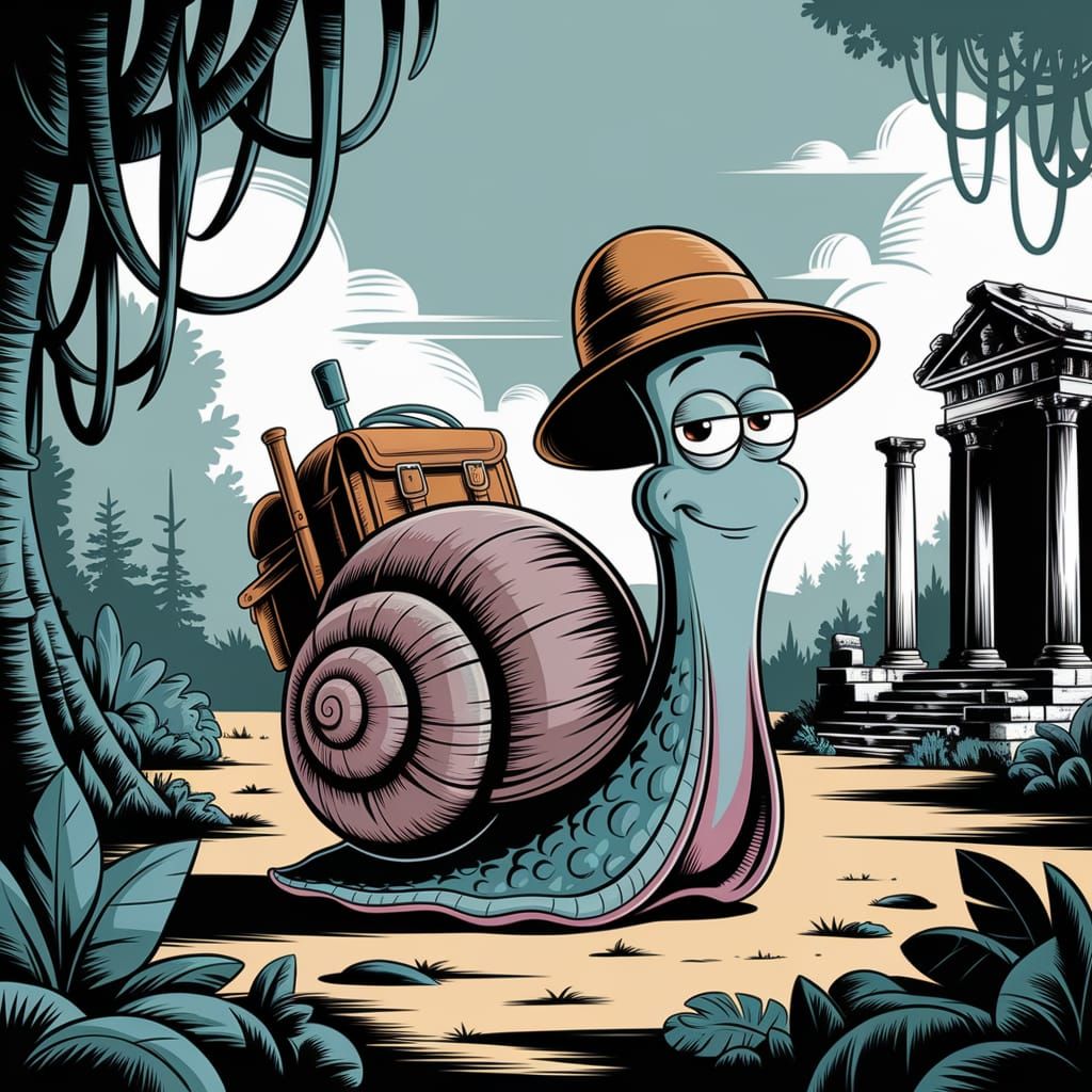 Animated Snail Explorer Discovers Jungle Ruins