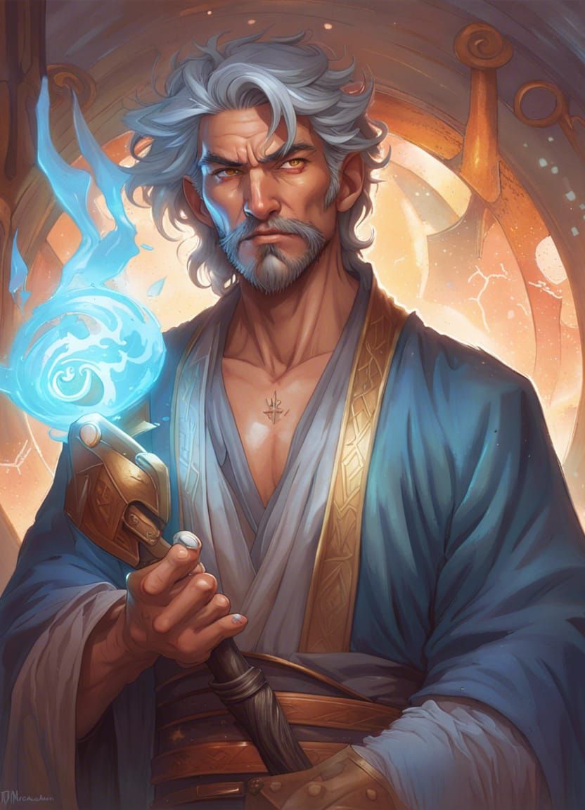 Fantasy Mage Portrait in 90's Comic Anime Style