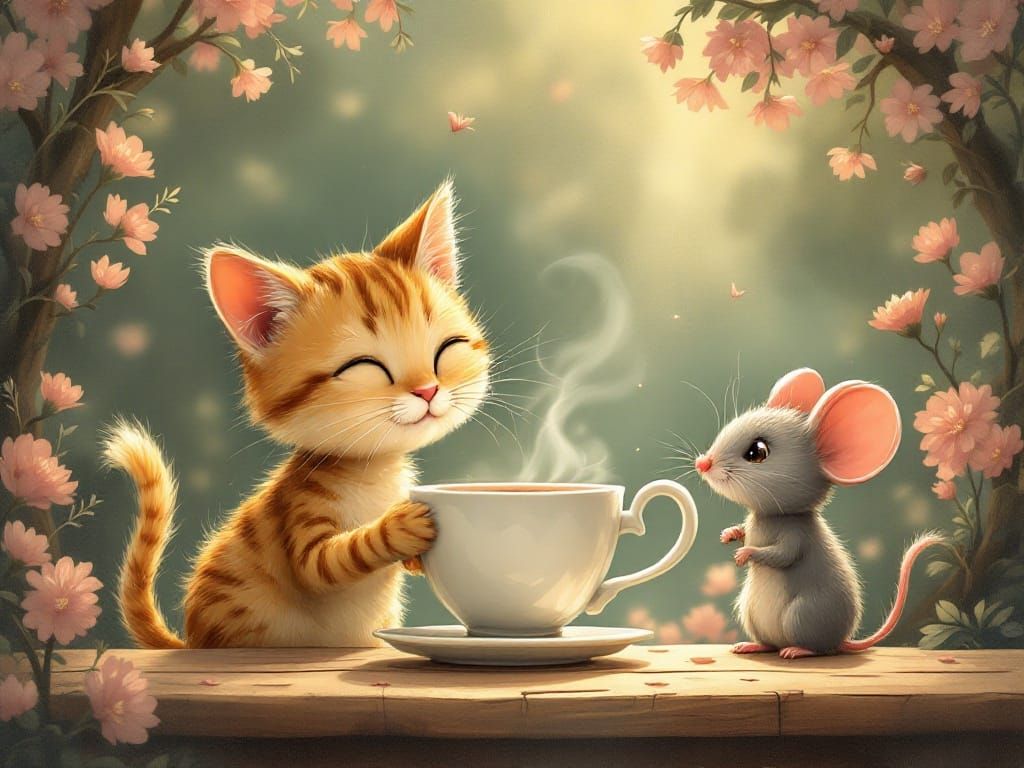 Fanciful Feline and Mouse Tea Soiree