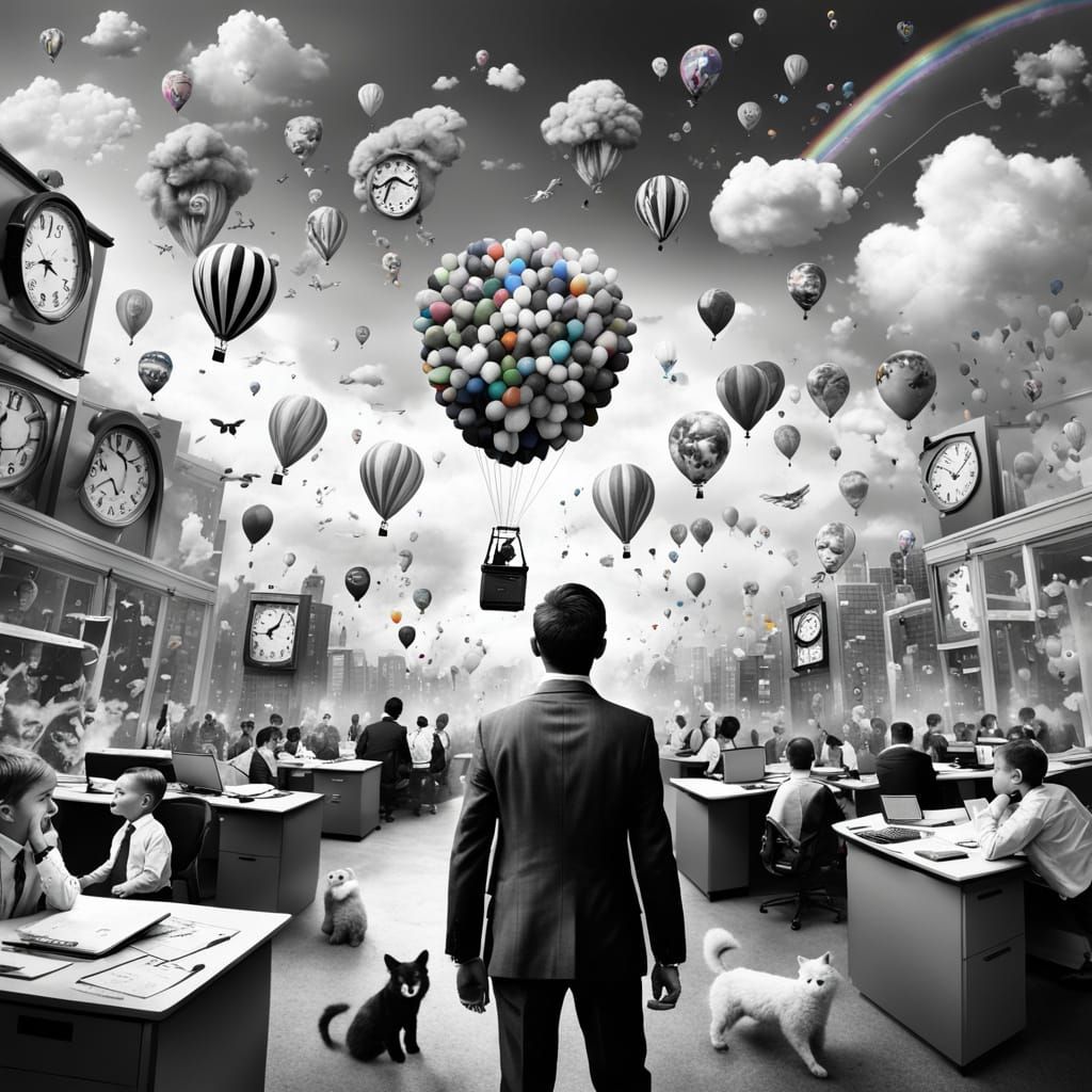 Child's Daydream Contrasted with Office Reality