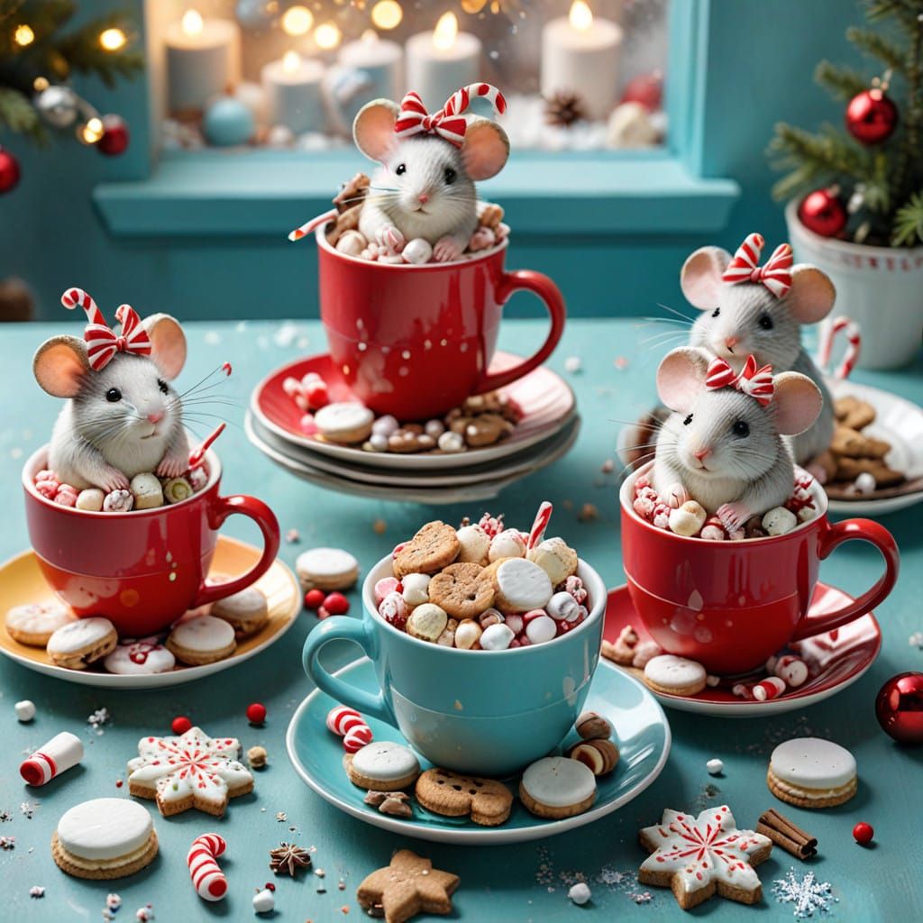 Magical Winter Wonderland Scene in Mixed Media Collage