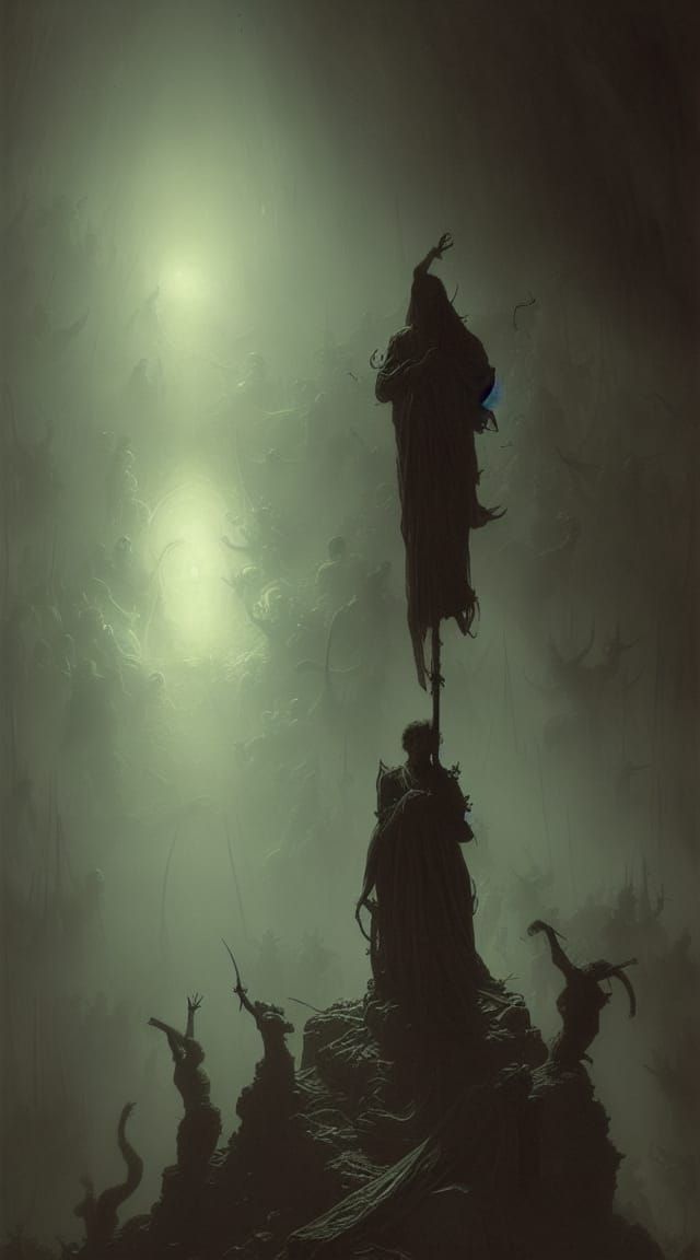 Disturbing Horror Figure in Engraving Style