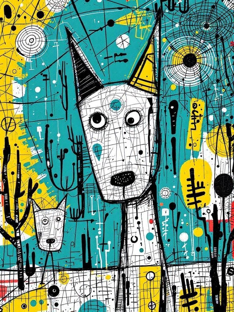 Dog Portrait in Outsider Art Style