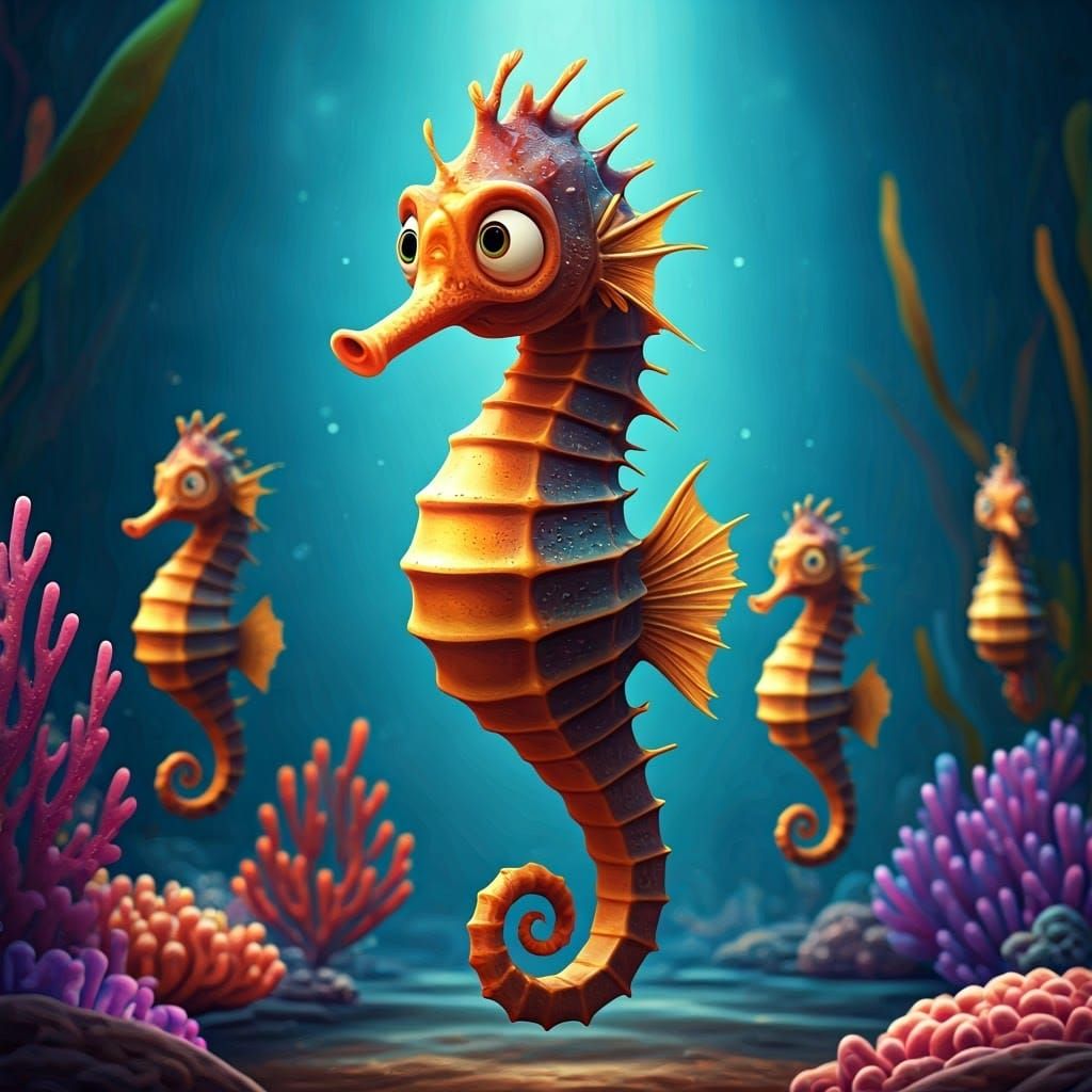 Whimsical Seahorses in Vibrant, Cinematic 4K