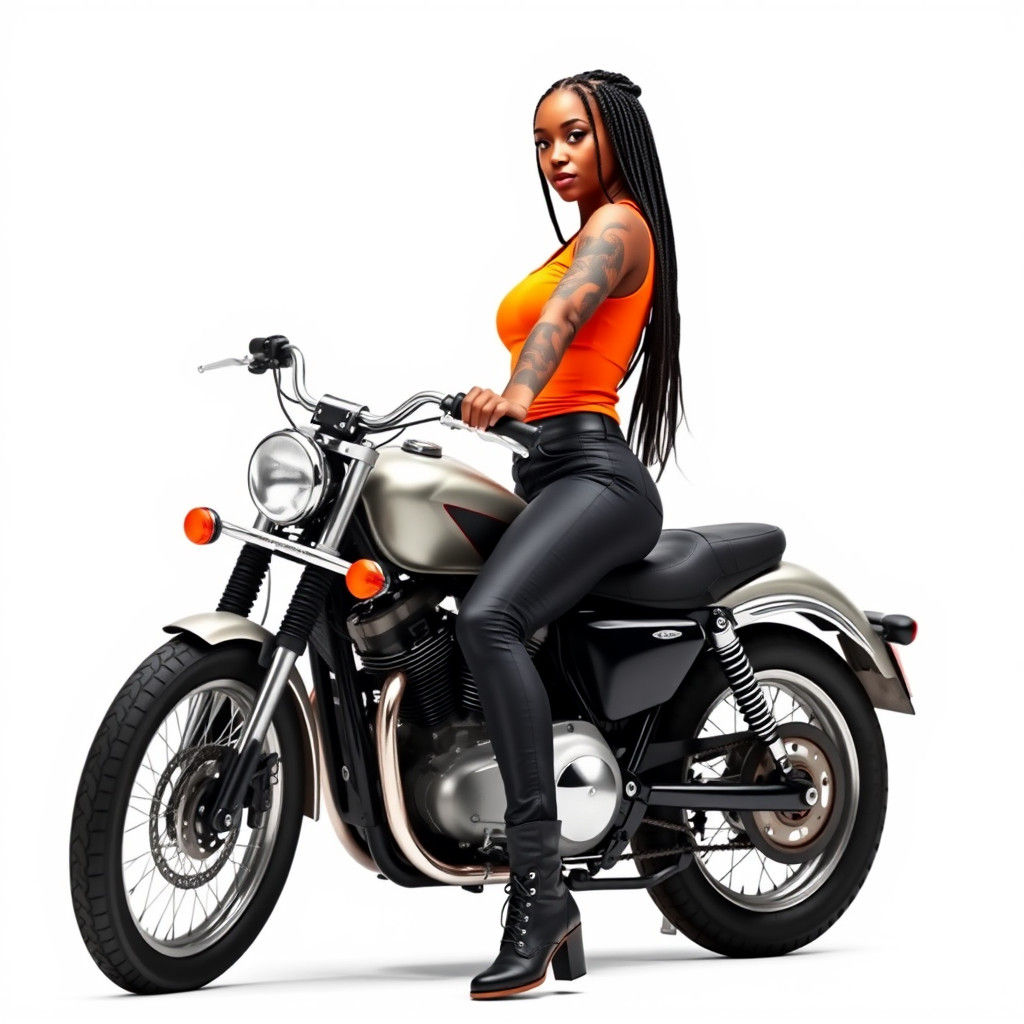 Woman on Harley Davidson Motorcycle Portrait