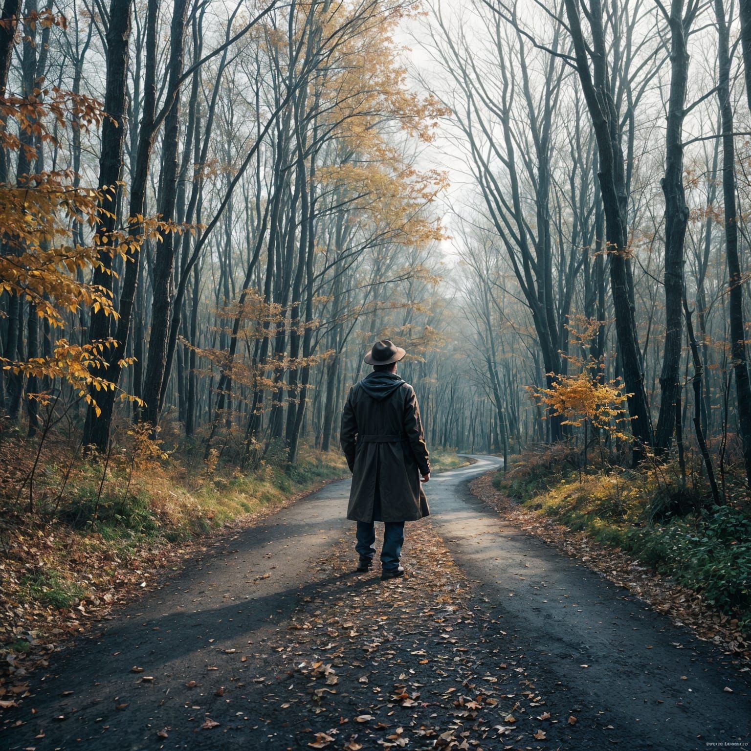 Autumnal Crossroads: Two Paths in a Forest