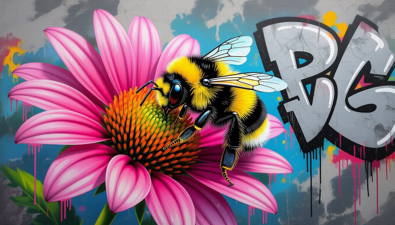 Bumblebee Sleeps Amidst Graffiti Art