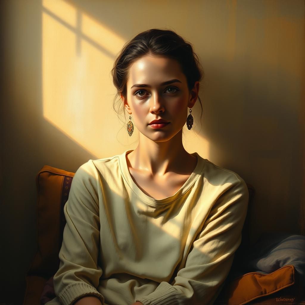 Intimate Portrait with Earthen Tones in Expressive Style