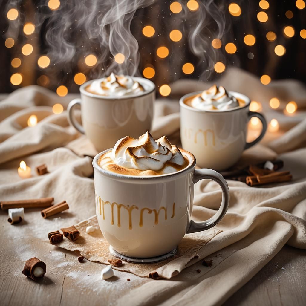 Warm Vanilla Dessert with Toasted Marshmallow Photography