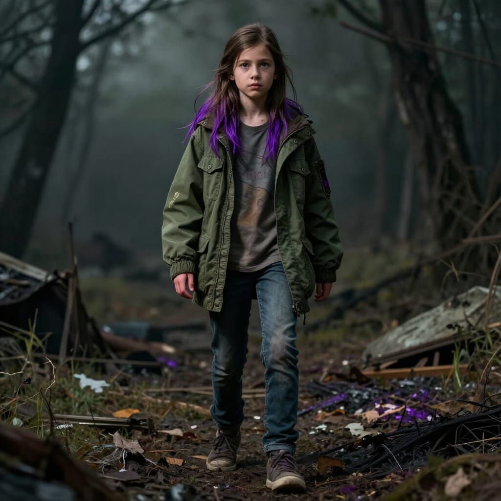 Survivor Girl in Post-Apocalyptic World