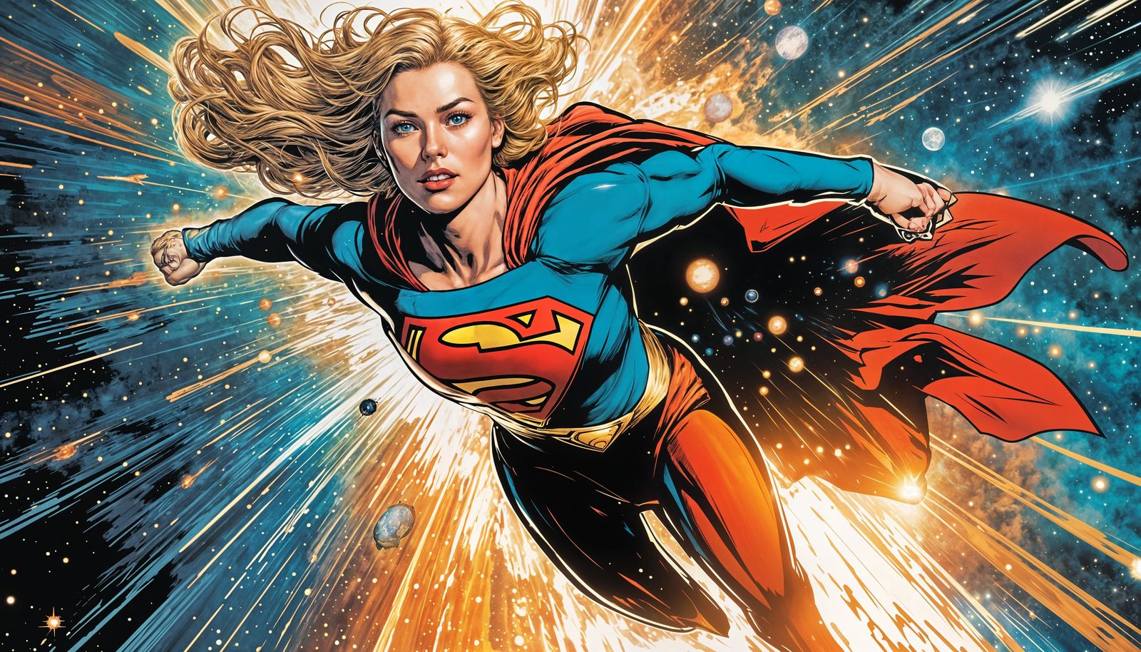 Supergirl in Space: A Dynamic Comic Book Scene