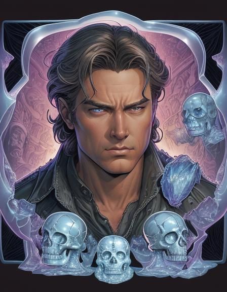 Intricate Crystal Skull Comic Book Art