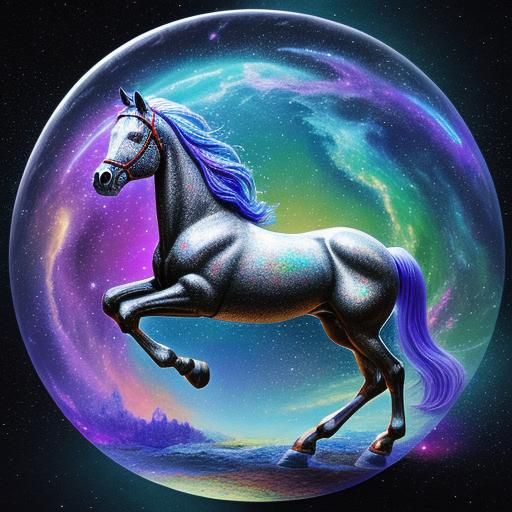 Baby Horse in Holographic Cosmic Illustration