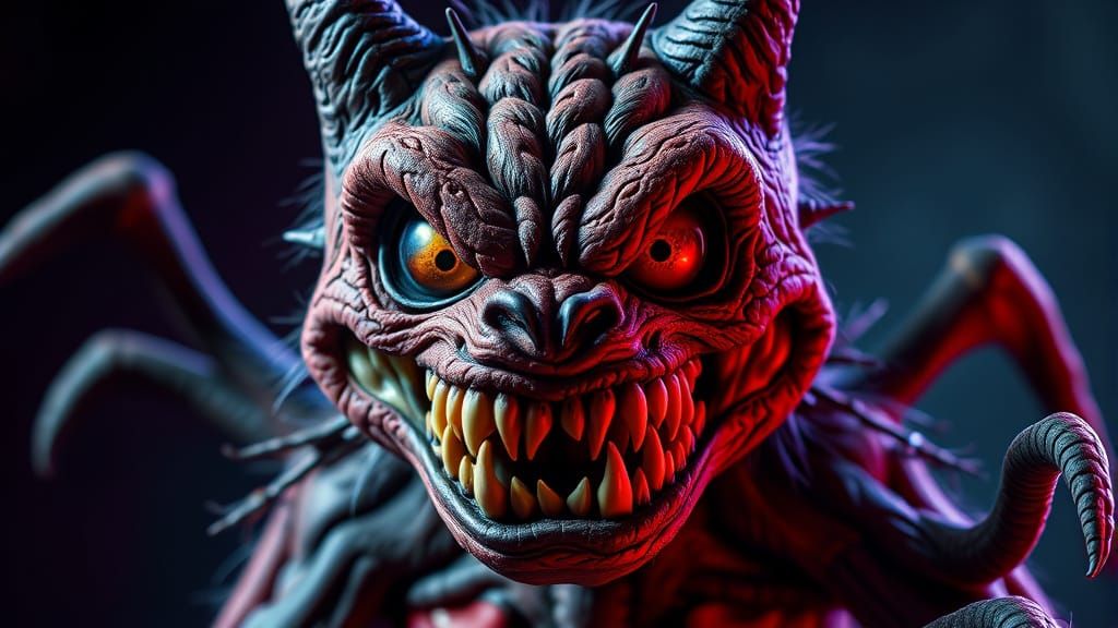 Eerie Evil Stuffed Animal in Vibrant Comic Book Art Style