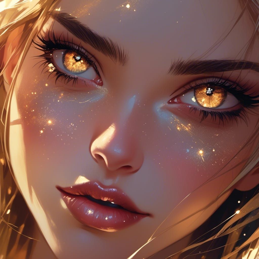 Beautiful Woman with Bright Eyes in Golden Hour