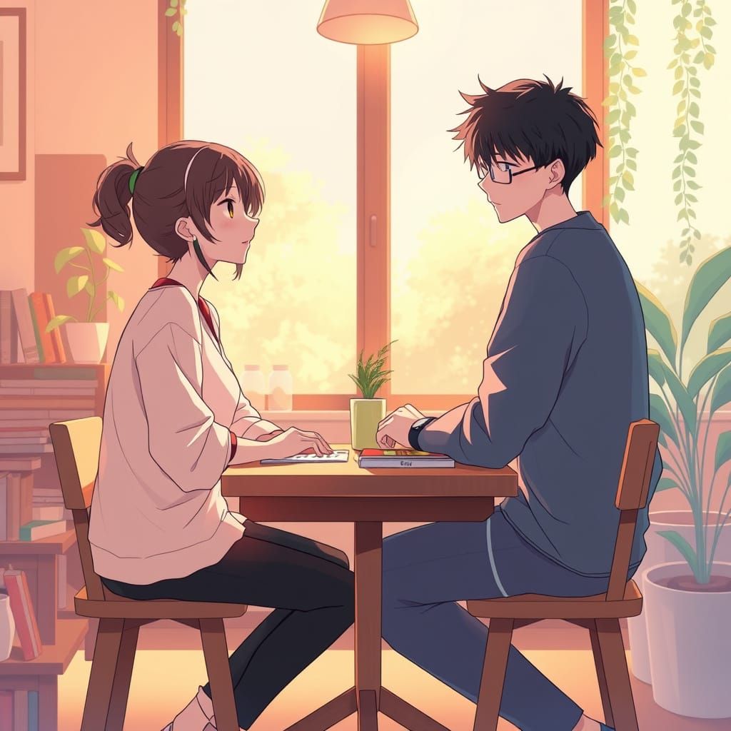 Anime Wojaks in Cozy Room: 3D Render