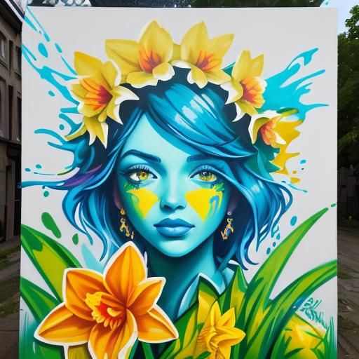 Daffodil Woman in Graffiti Art Style