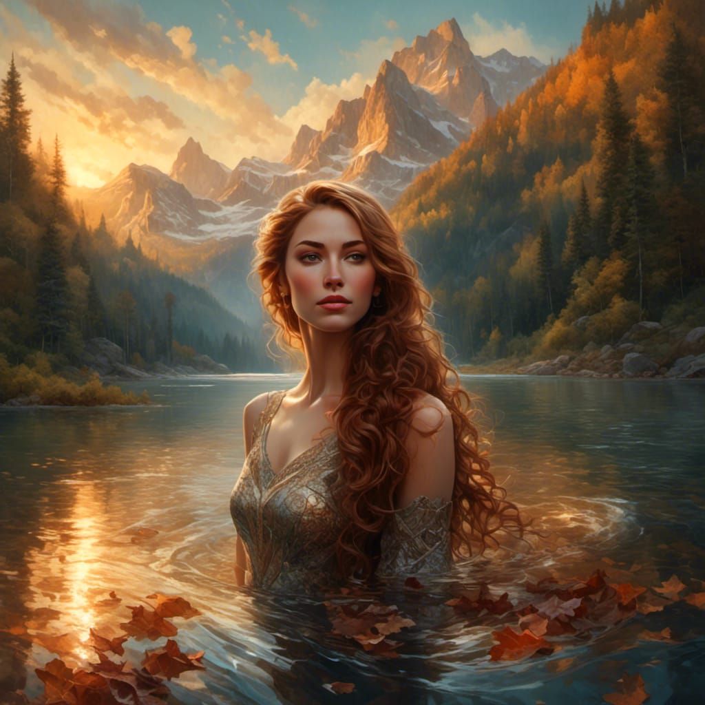 Photorealistic Colombian Woman in Crystal Lake