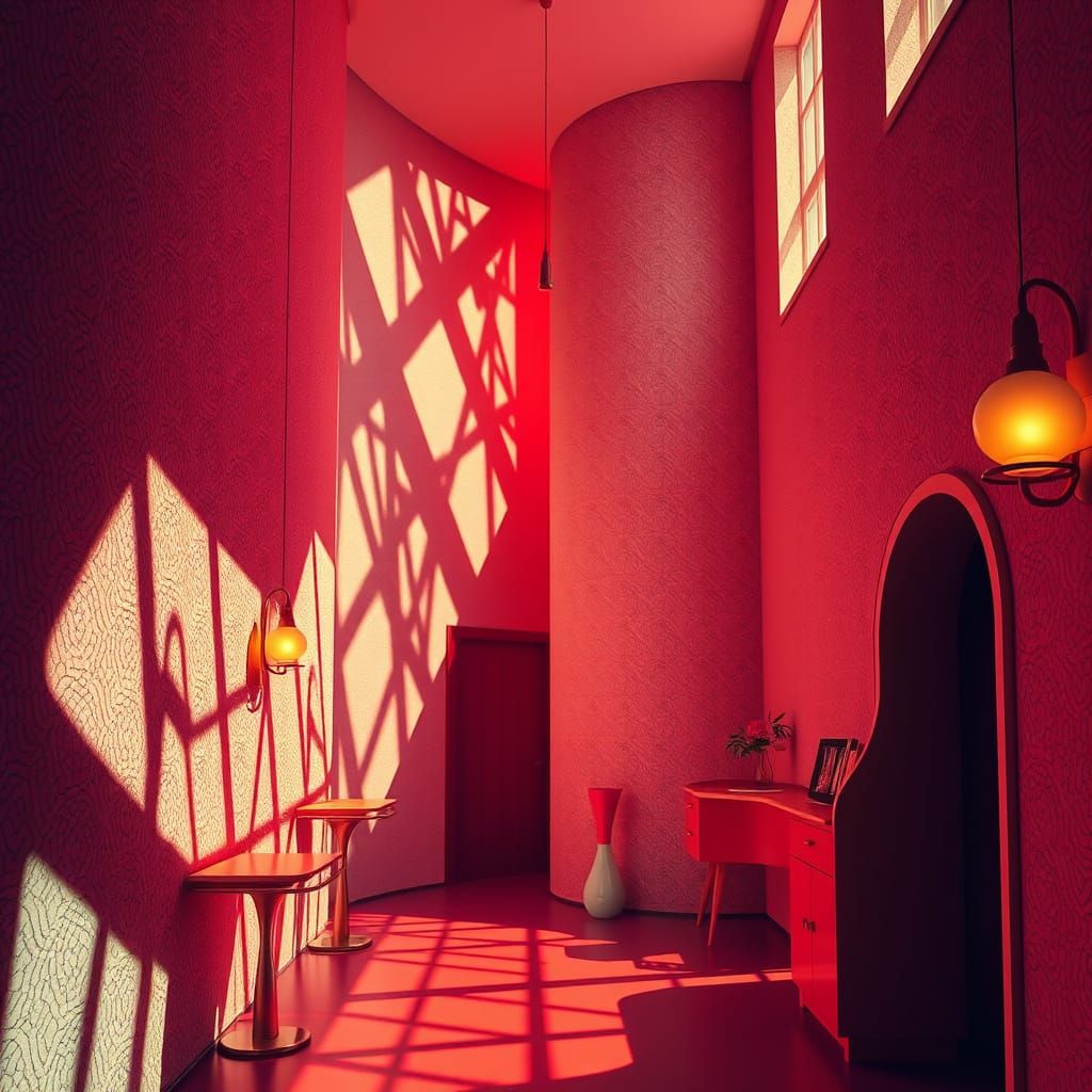 Whimsical Bauhaus World in Vibrant, Dynamic Lighting