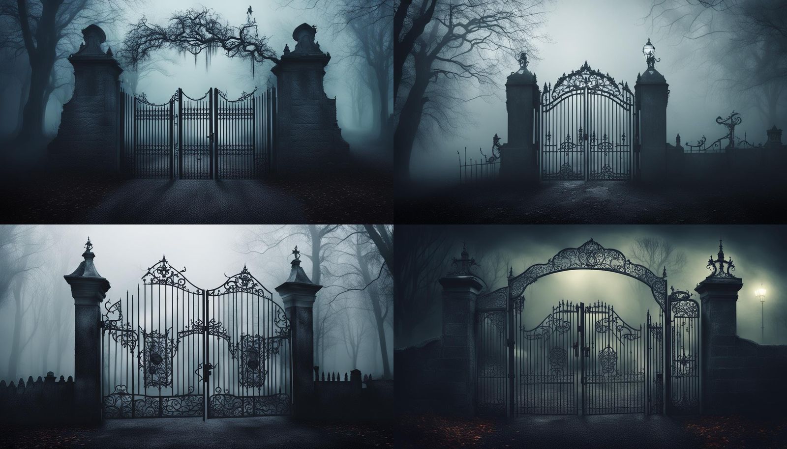Spooky Gate in Darkness and Fog