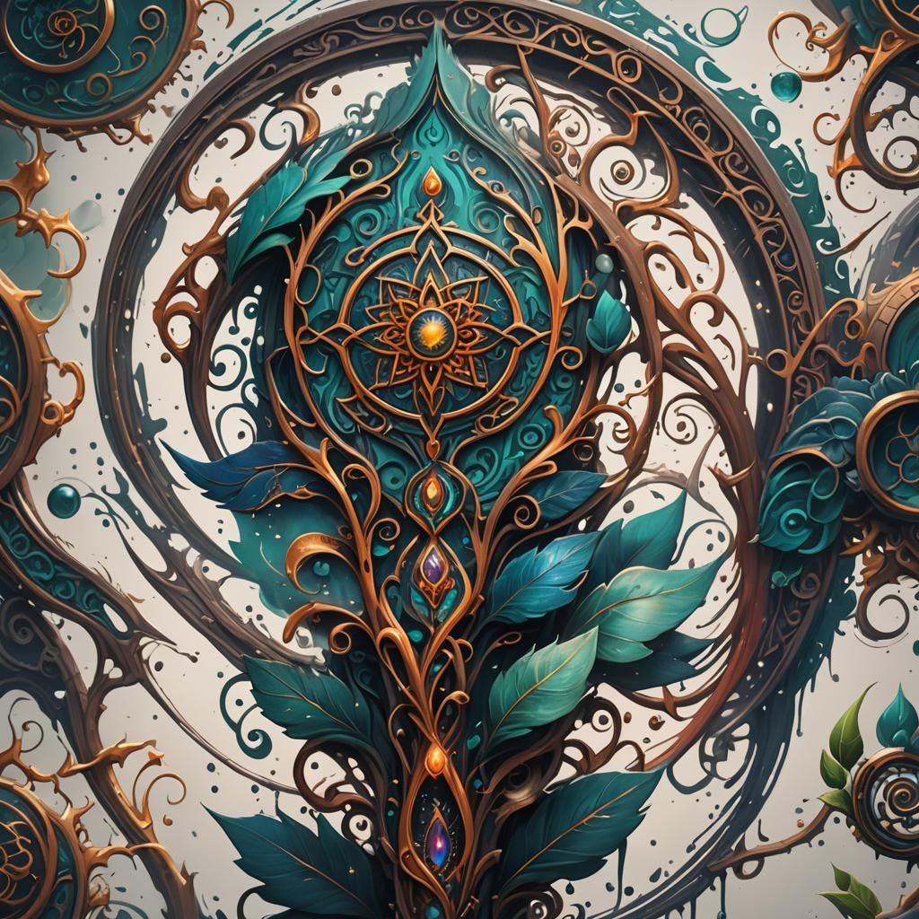 Healing Unalome Tattoo: Detailed Fantasy Concept Art