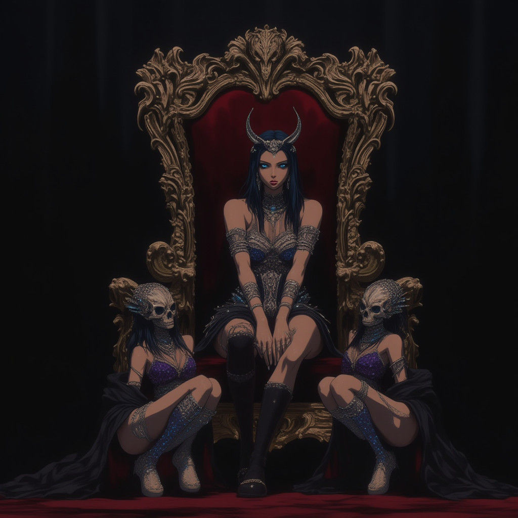 Woman on Throne in Fantasy Art Style