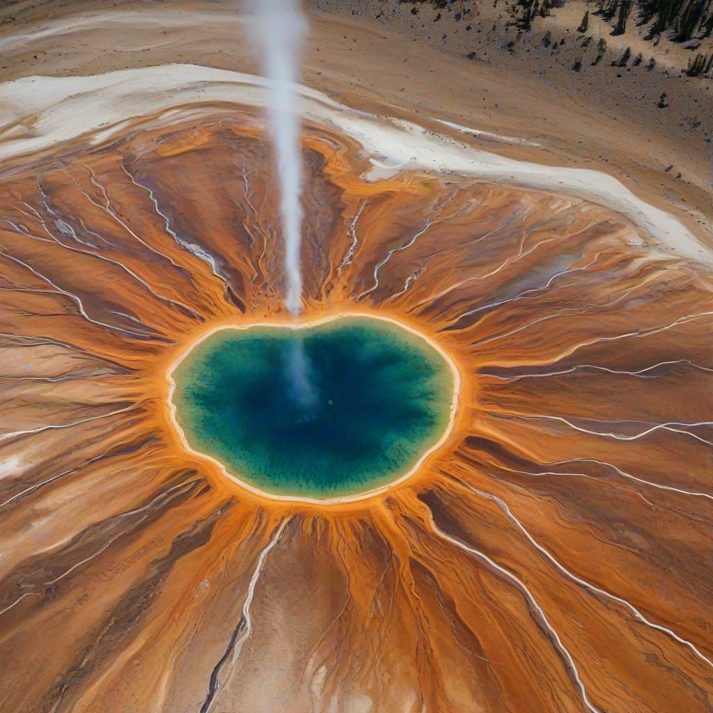 Grand Prismatic Spring Collage in Dazzling Sunlight