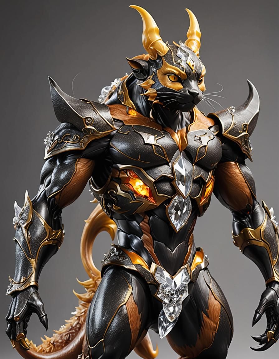 Metallic Raichu with Crystal Belly in Hyperrealistic Style