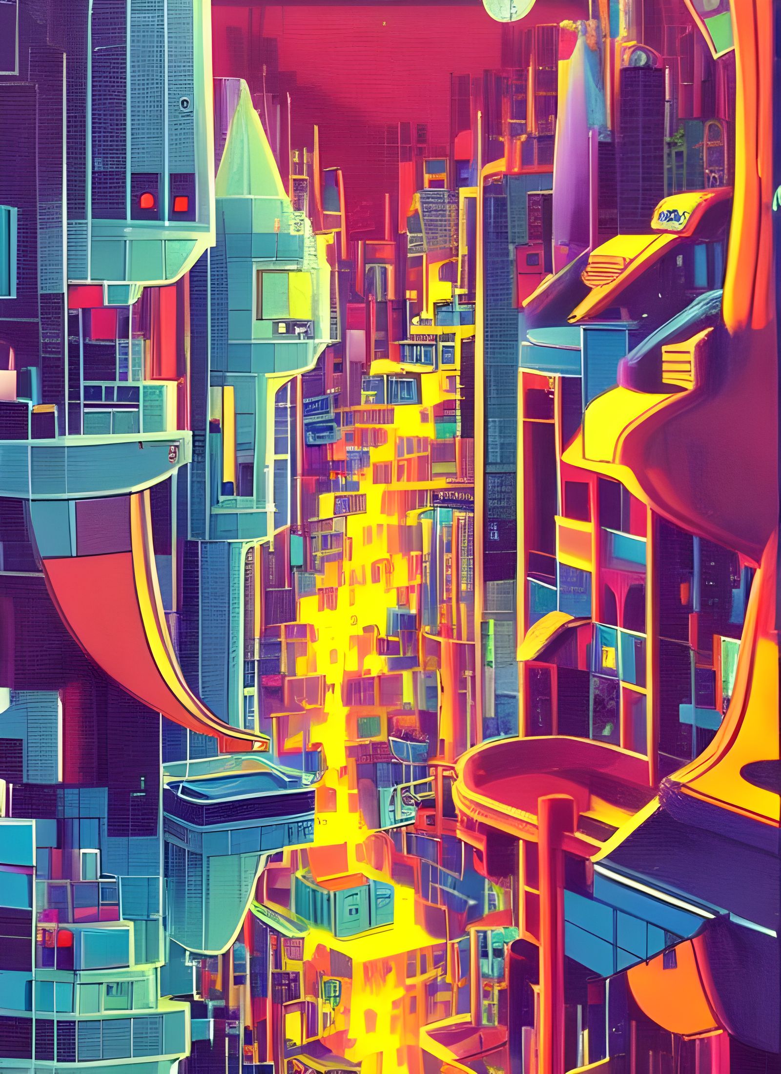 Isometric Cityscape in Pop Art Style