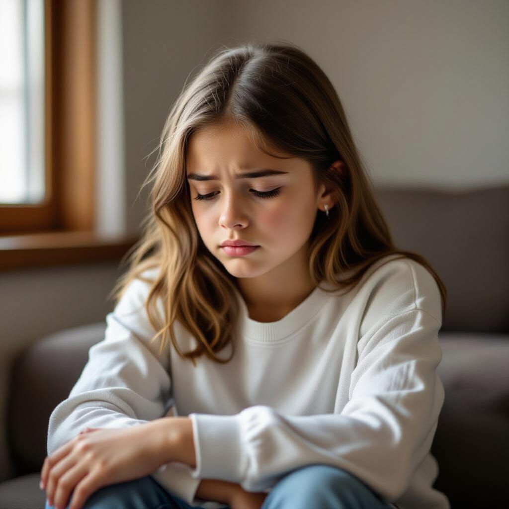 Sad Girl Sitting: An AI-Generated Image