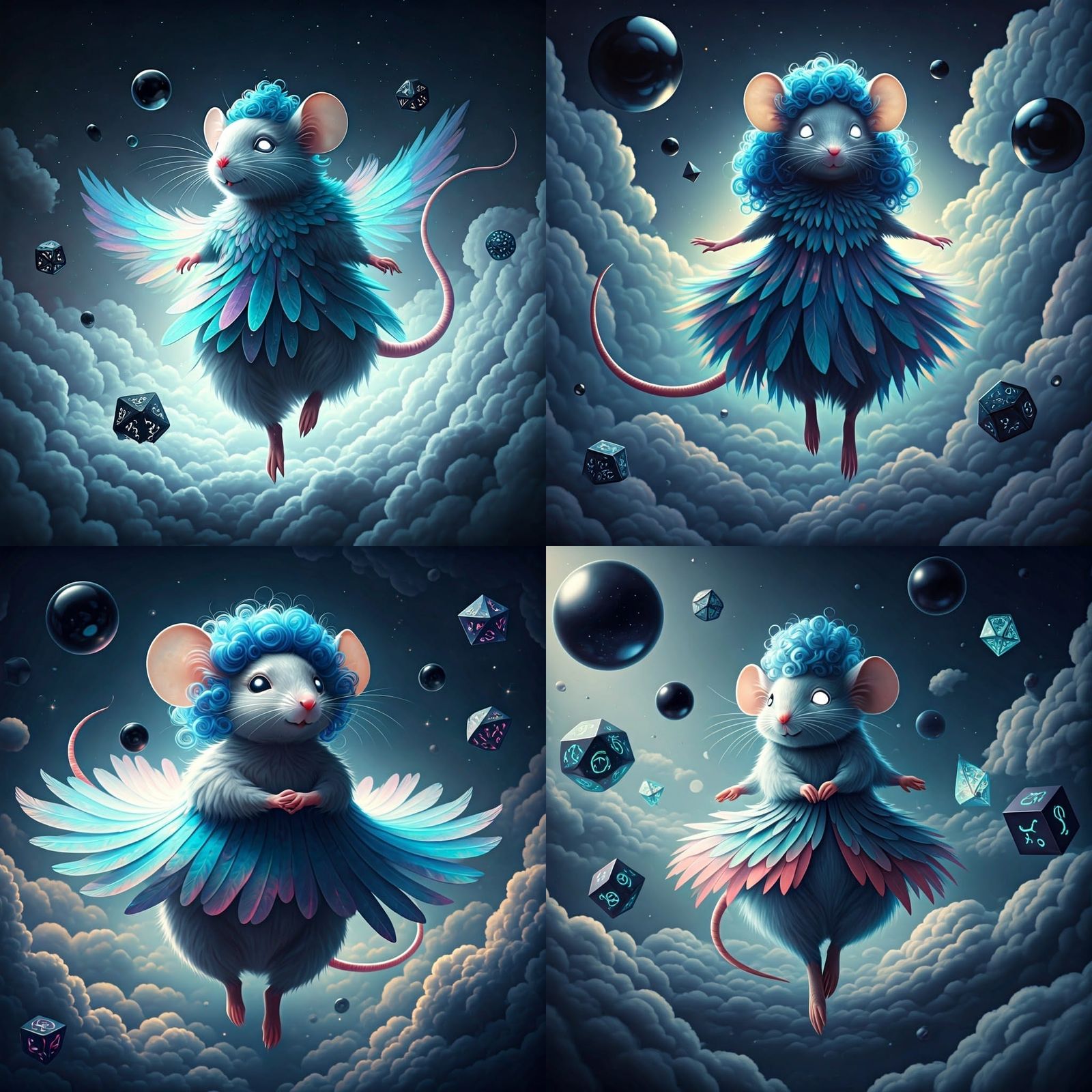 Enchanted Mouse Lady in Whimsical, Cosmic Dance