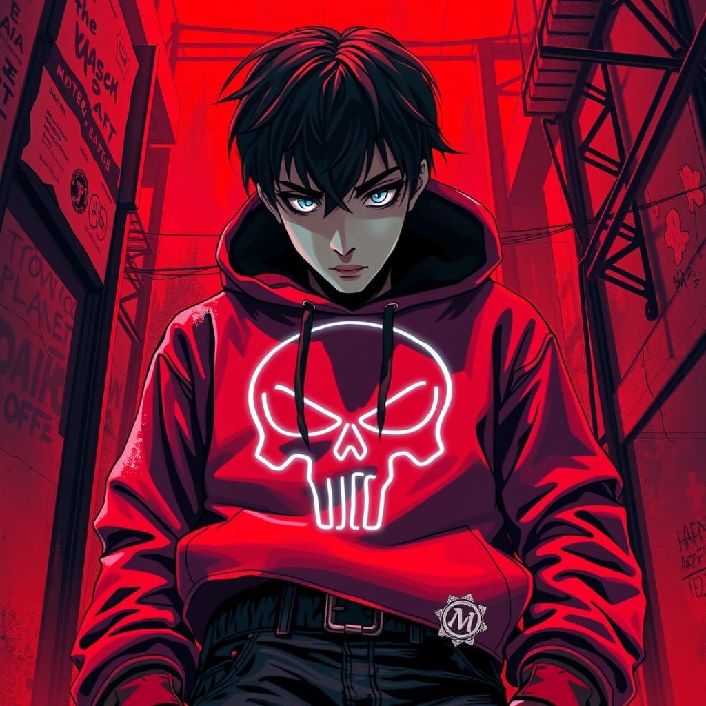 Gritty Urban Portrait in Neon Accents