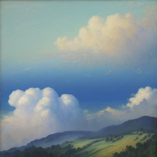 Impressionist Cloudscape in Gouache Style
