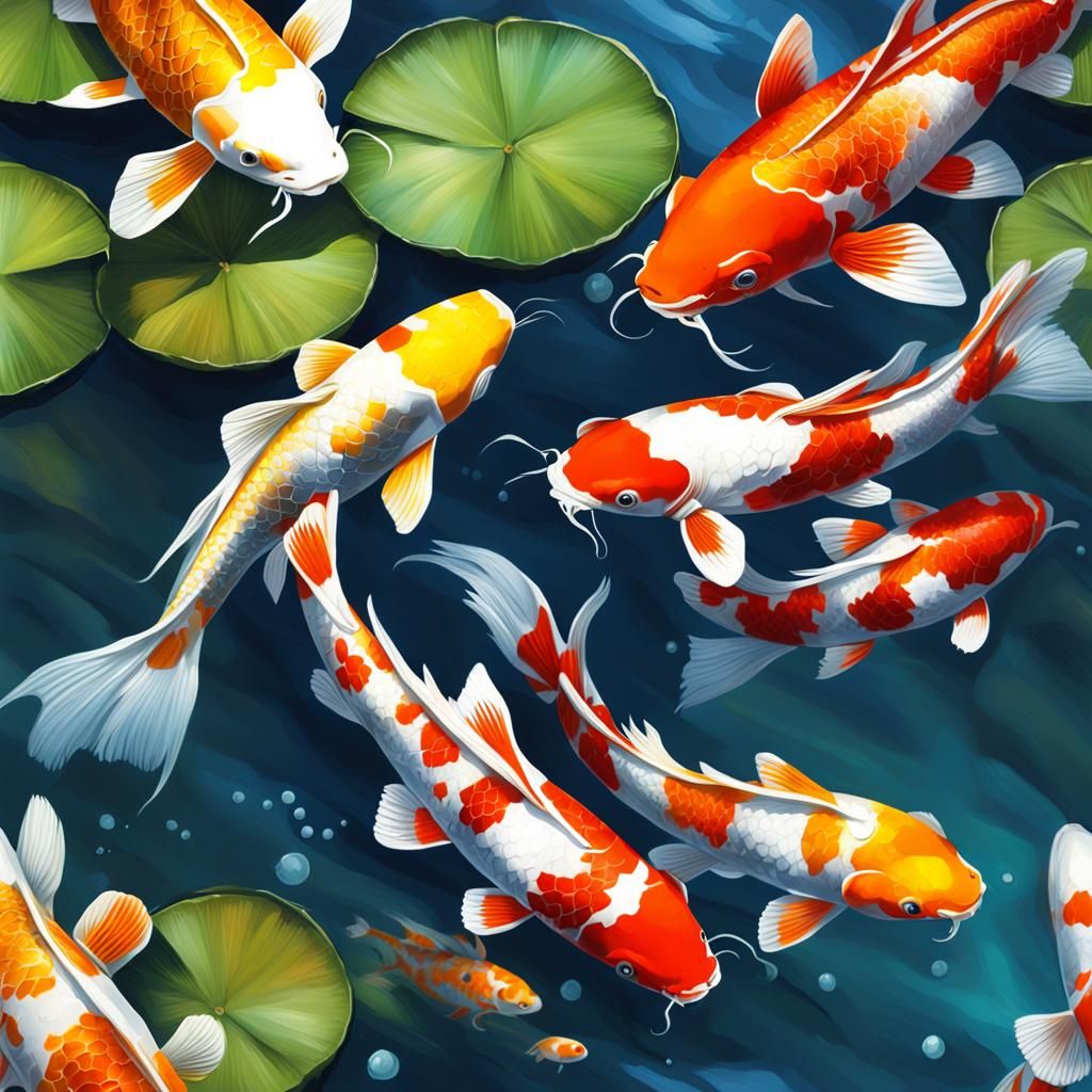 Hyperrealistic Koi Pond Splash Art