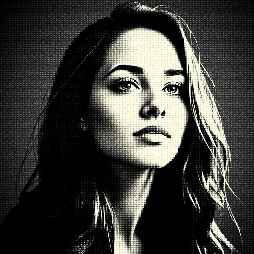 Intricate Abstract Portrait of a Woman in ASCII Rorschach St...