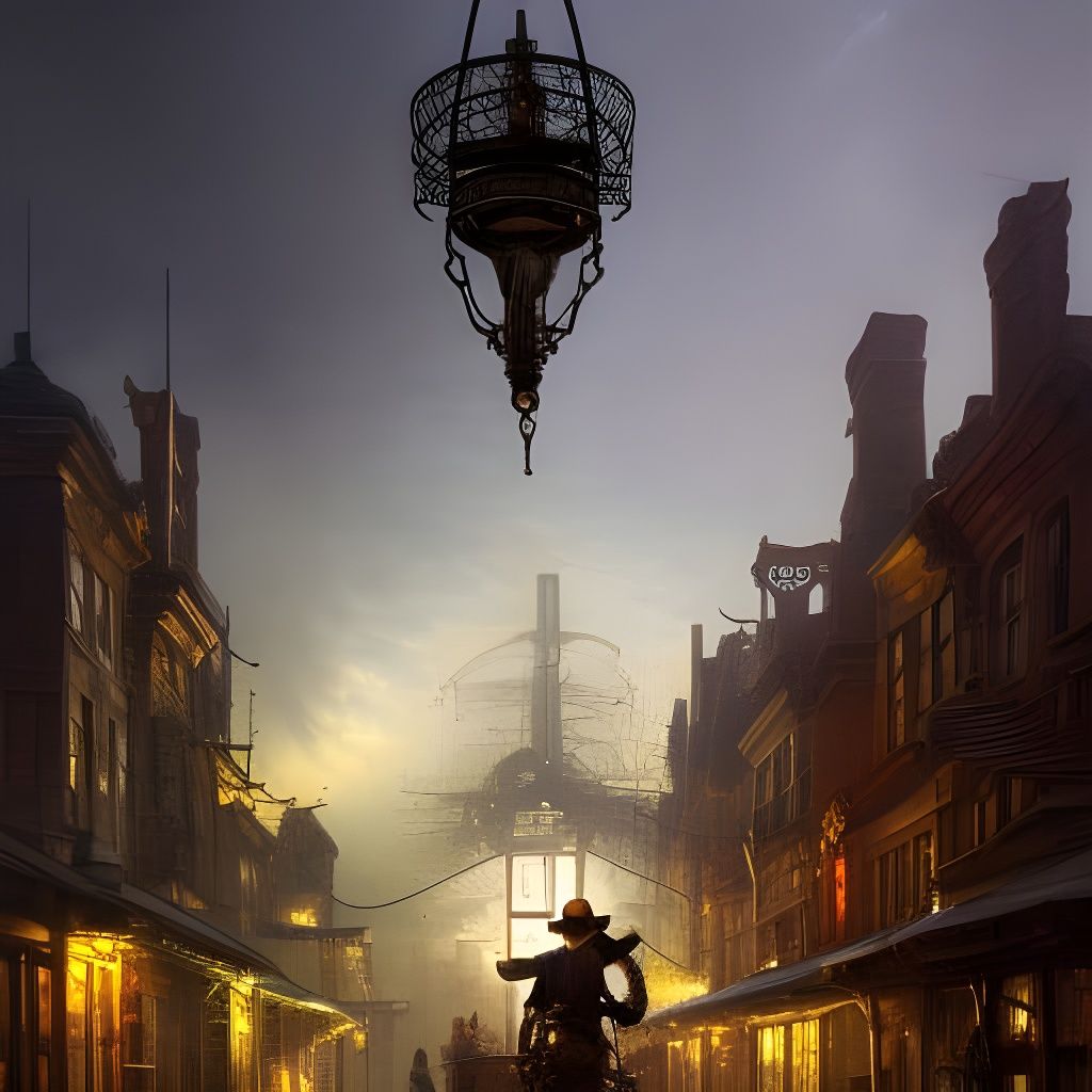 Steampunk Gunslinger in Victorian Industrial Setting