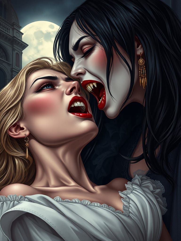 Gothic Vampire Portrait in Victorian-Era Splendor