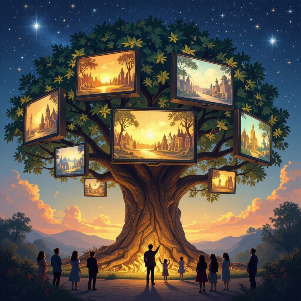 Enchanted Tree Portal to Historical Scenes