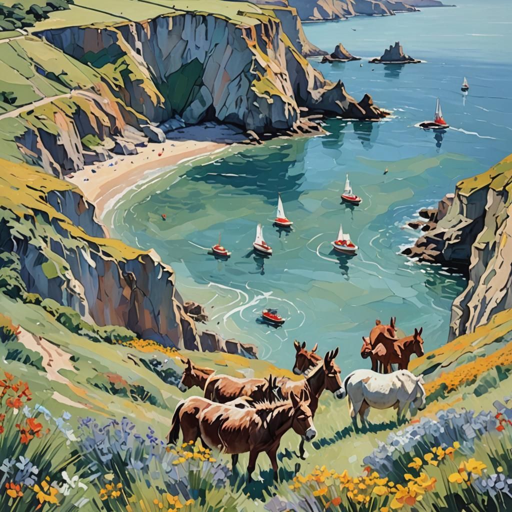 Impressionist Beachscape with Lighthouse in Impasto Style