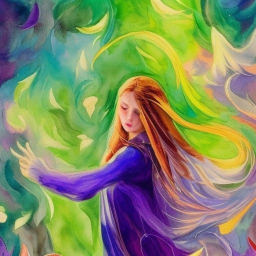 Luminescent Winged Elf in Impressionist Gouache Style