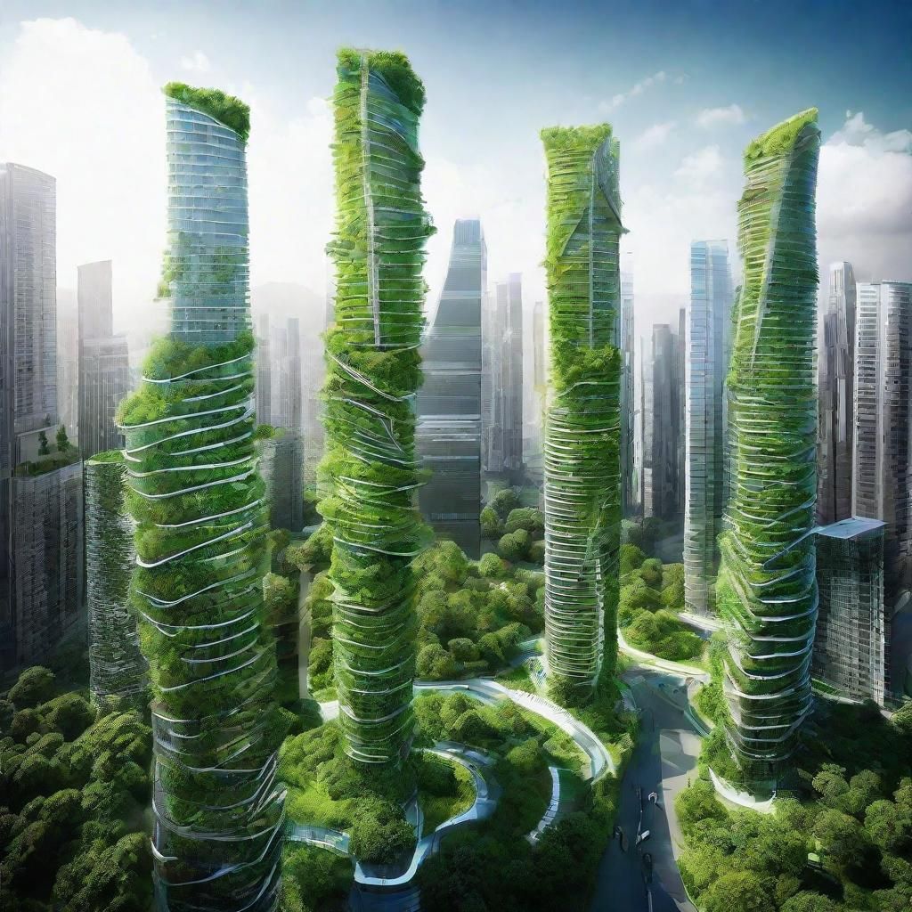 Futuristic Green Biomimetic Sustainable Smart Skyscrapers