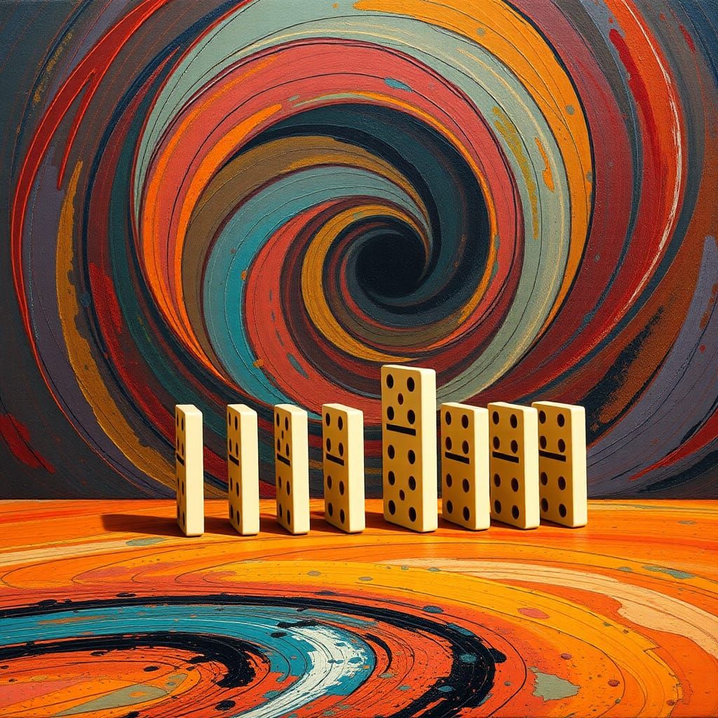 Dramatic Dominoes in Abstract Expressionist Style
