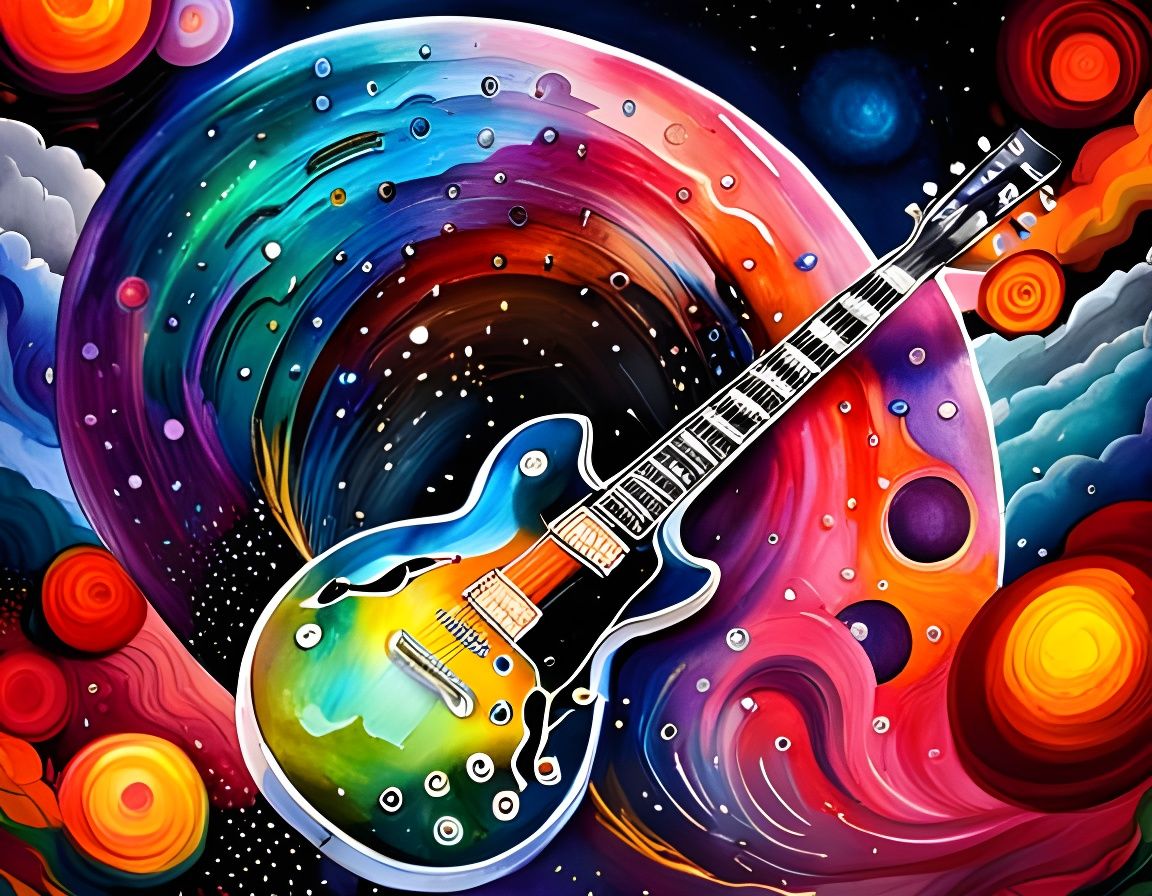 Galactic Cosmic Guitar in Watercolor