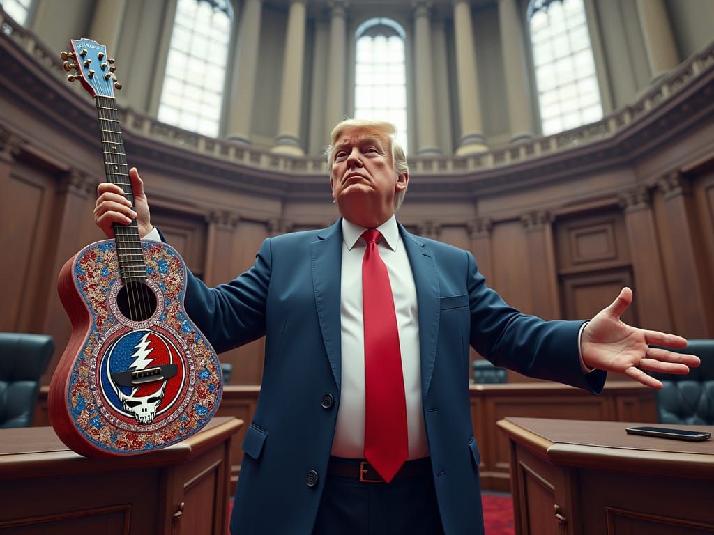 Trump Performs Grateful Dead-Inspired Guitar in Court of App...