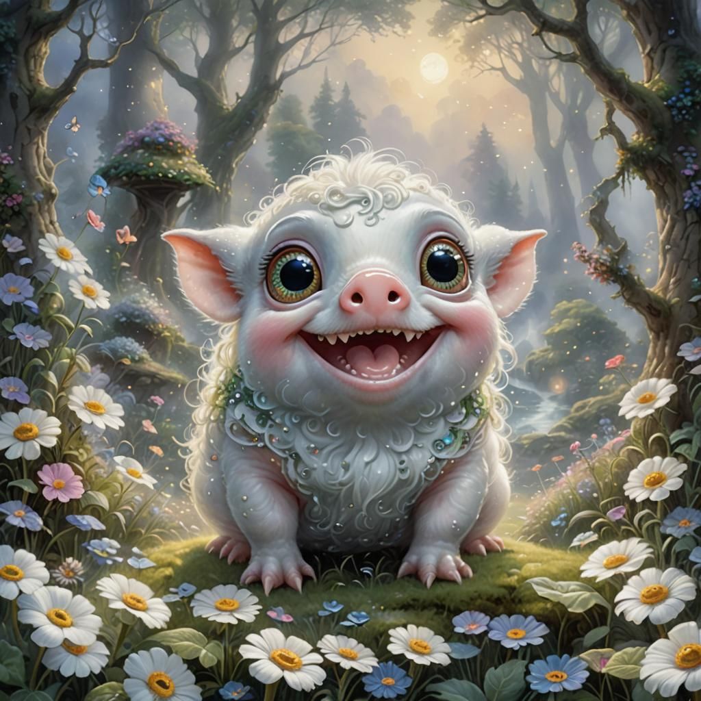 Cute Pig-like Creature with Googly Eyes