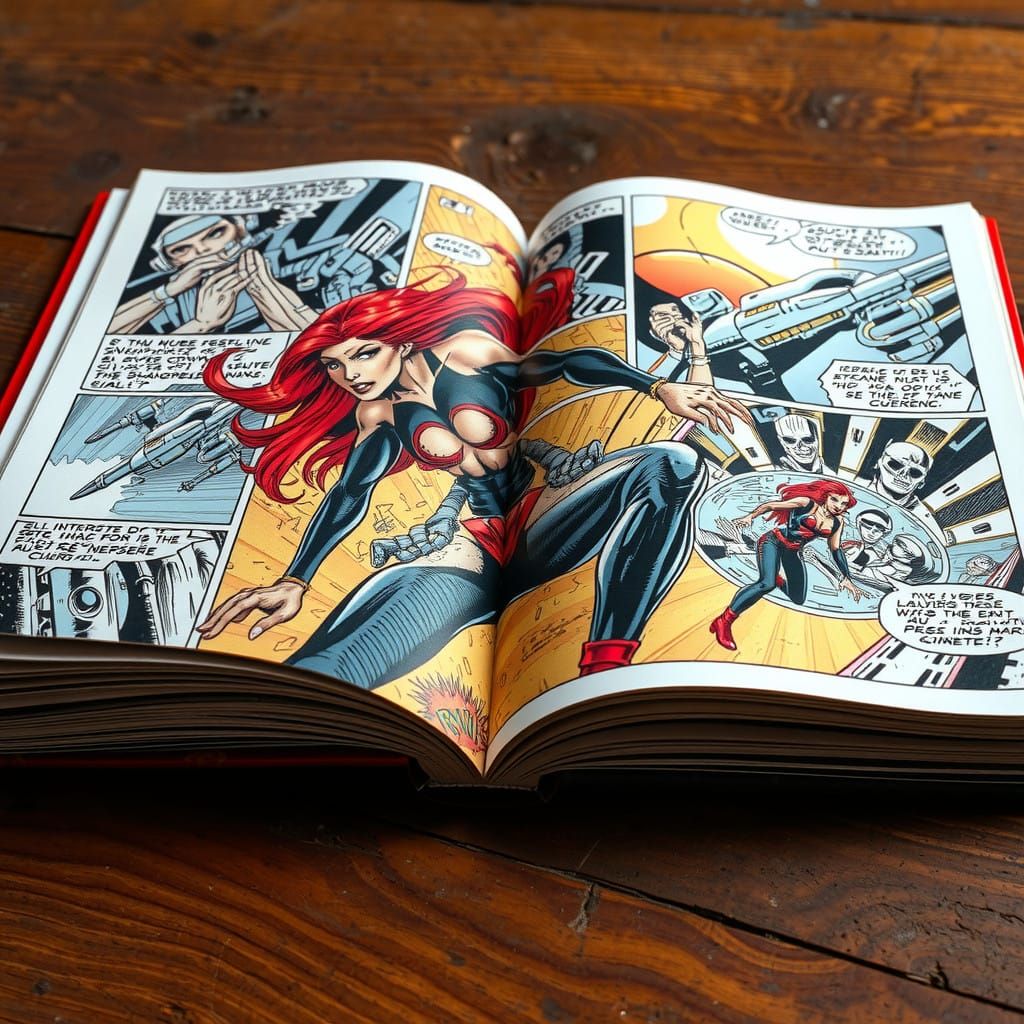 Science Fiction Comic Book Scene in a Vintage, European Aest...